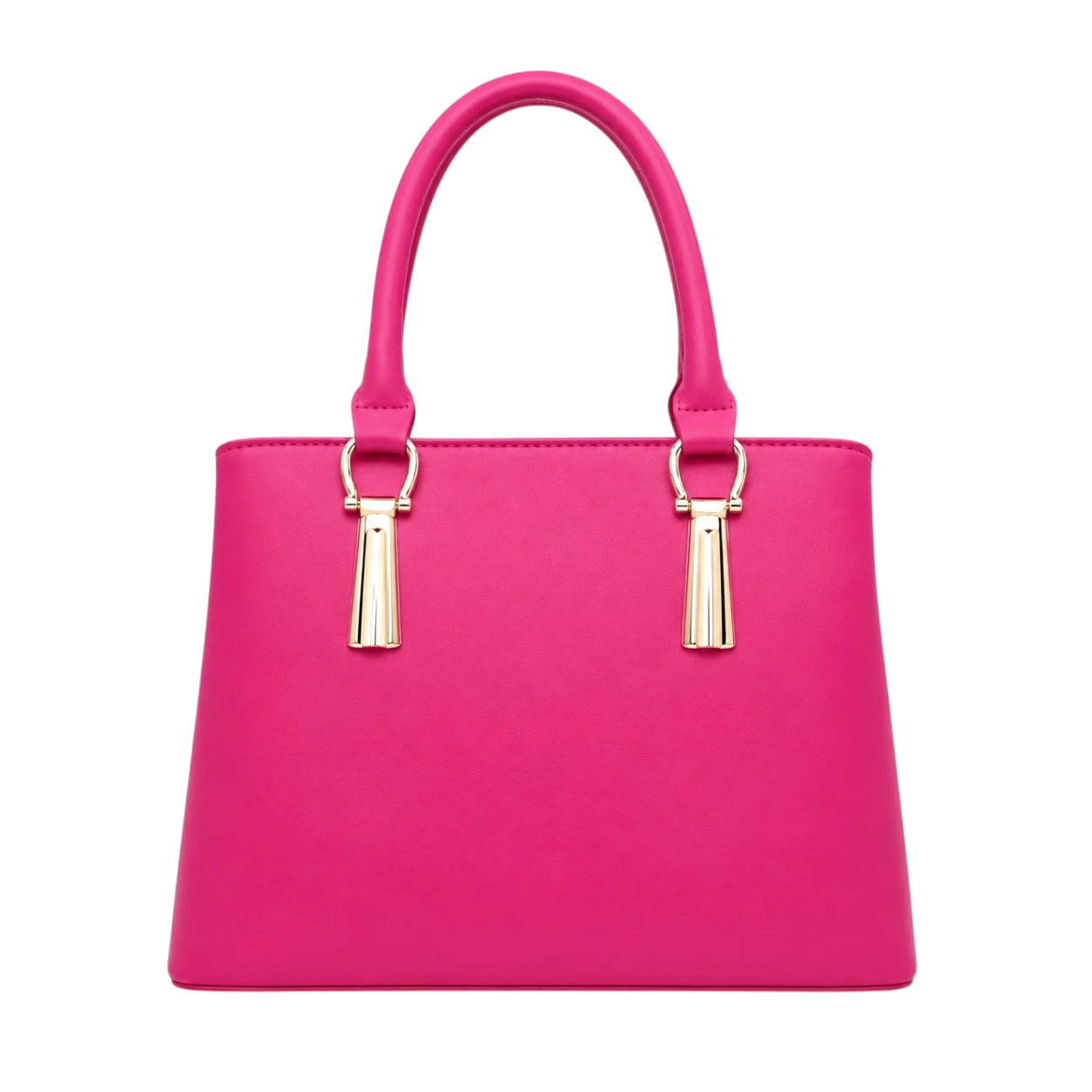 Torcz Pink Leather Carry Tote With Decorative Pom Charm