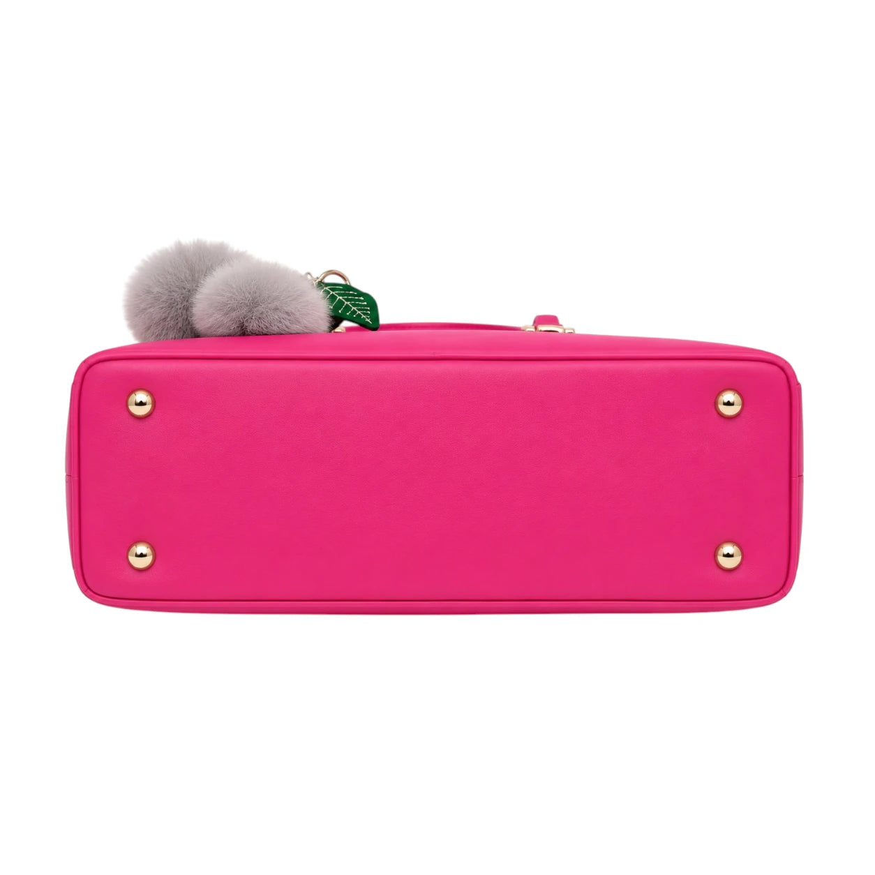 Torcz Pink Leather Carry Tote With Decorative Pom Charm